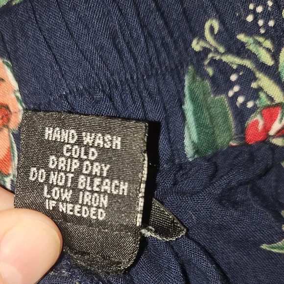 Angie Navy Floral Paperbag Waist Women's Shorts - Picture 4 of 11